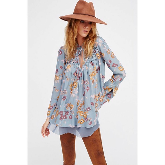 Free People Tops - NWT Free People Printed Smocked Top